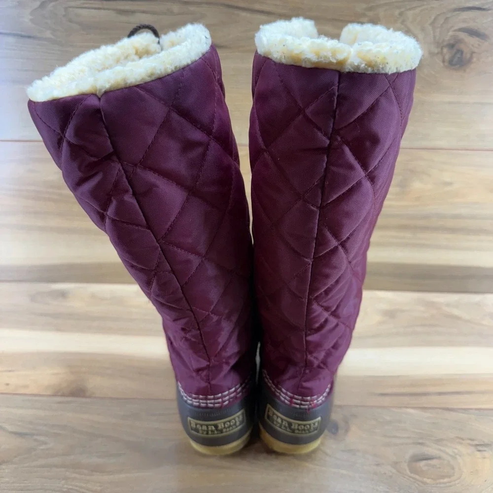 LL Bean Boots Shearling Lined Tall Womens 8 M‎ Quilted Burgundy